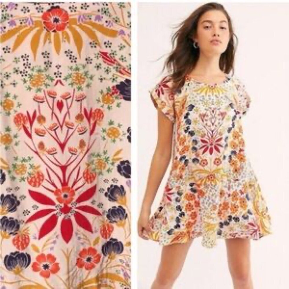 Free People Strawberry Fields Multicolor Floral Mini Dress | XS